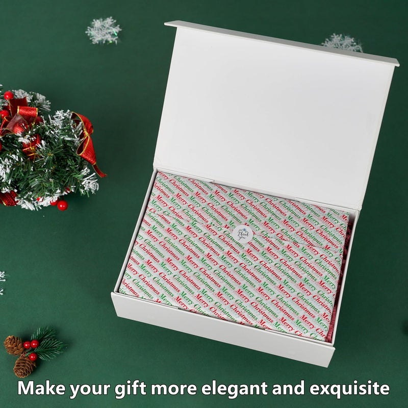 Bobobag 150 Sheets 20"X14" Christmas Tissue Paper for Gift Bags Party Decoration, Red, Green, White, Red Diagonal, Merry Christmas Wrapping Paper - Image 3